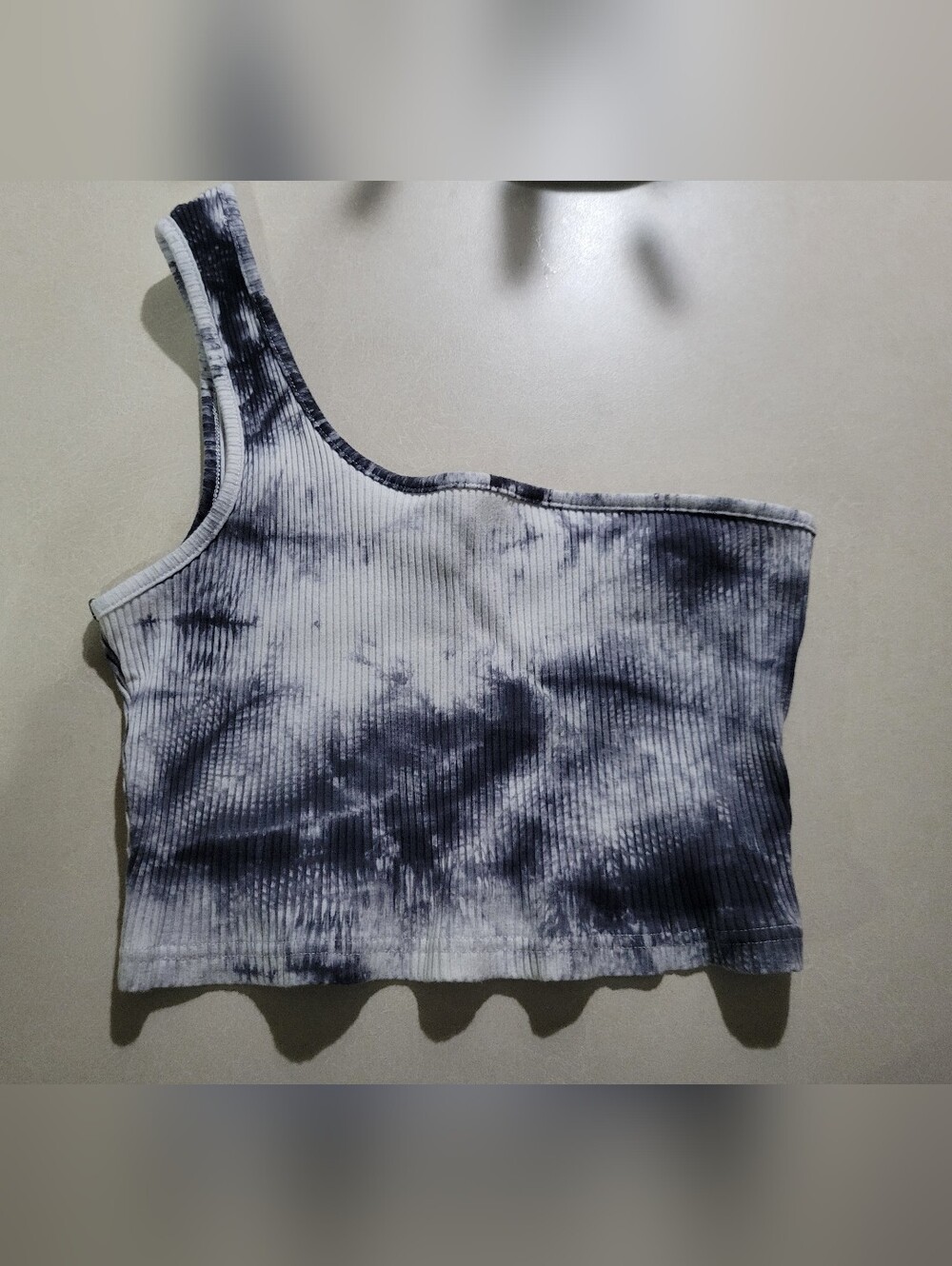 Shein One-Shoulder Ribbed Tie-Dye Crop Top